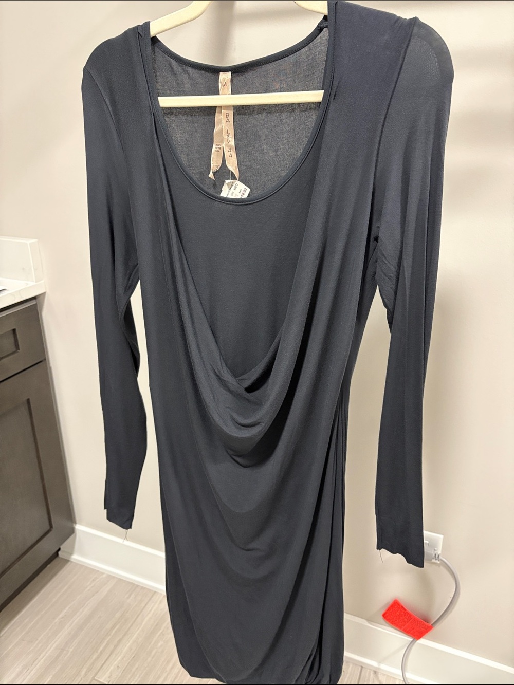 Bailey 44 black Draped Long Sleeve Dress